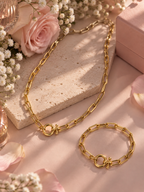 316L 18K PVD 
Paperclip Necklace Set