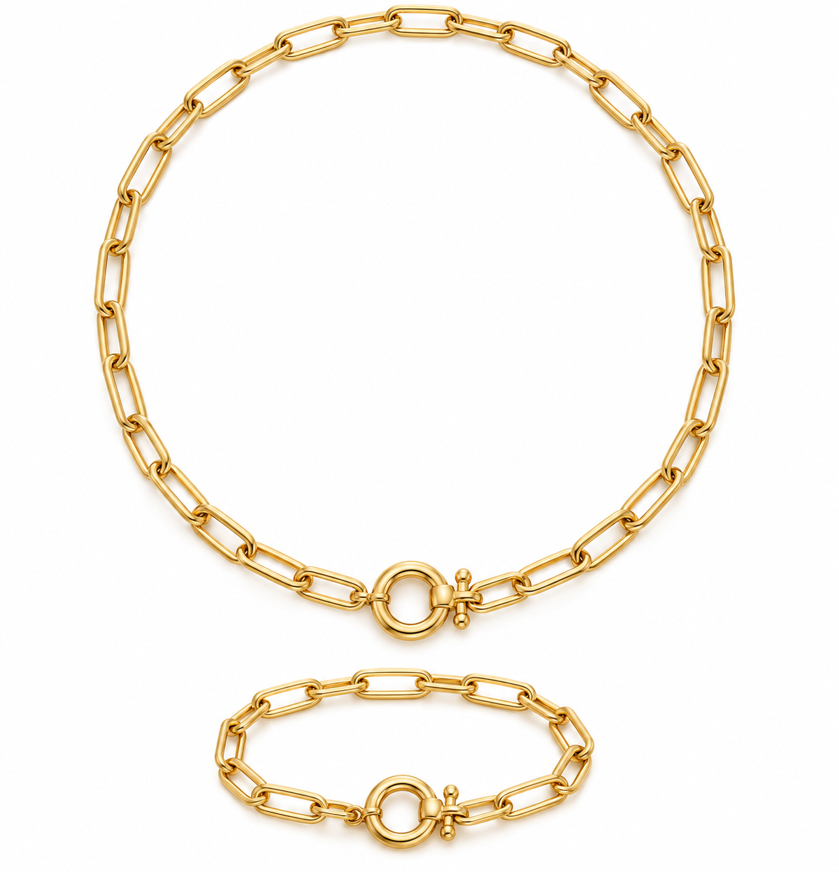 316L 18K PVD 
Paperclip Necklace Set