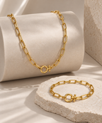 316L 18K PVD 
Paperclip Necklace Set